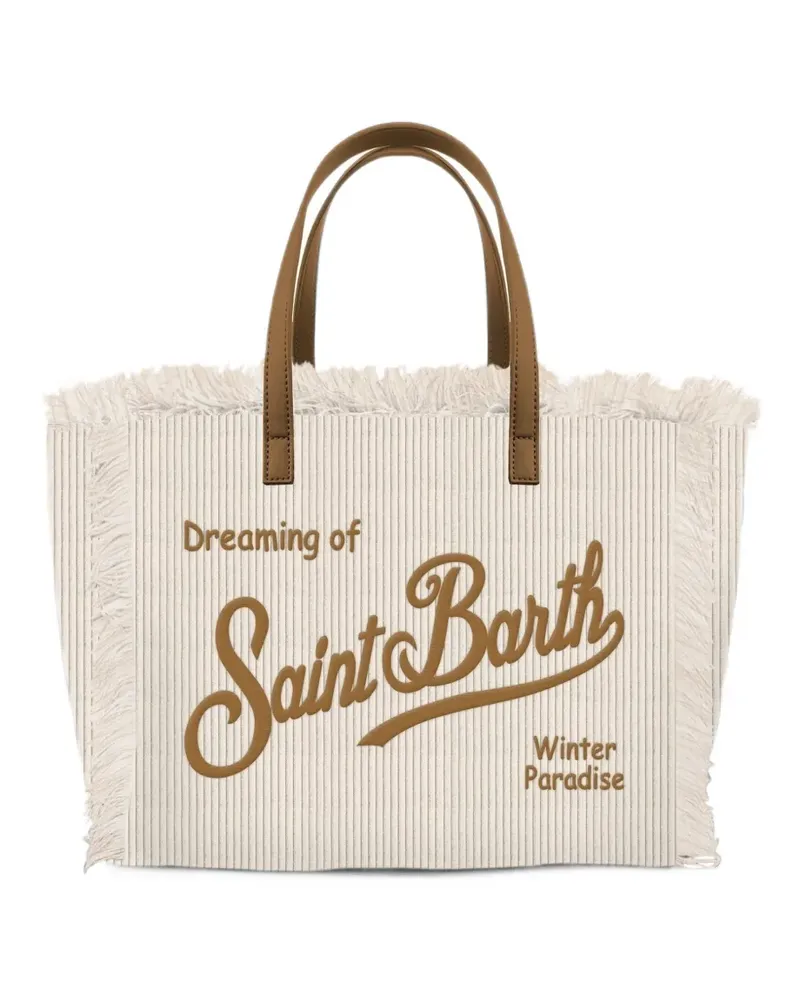 MC2 Saint Barth Tote Bag mit Fransen und Cordoptik - Nude Nude