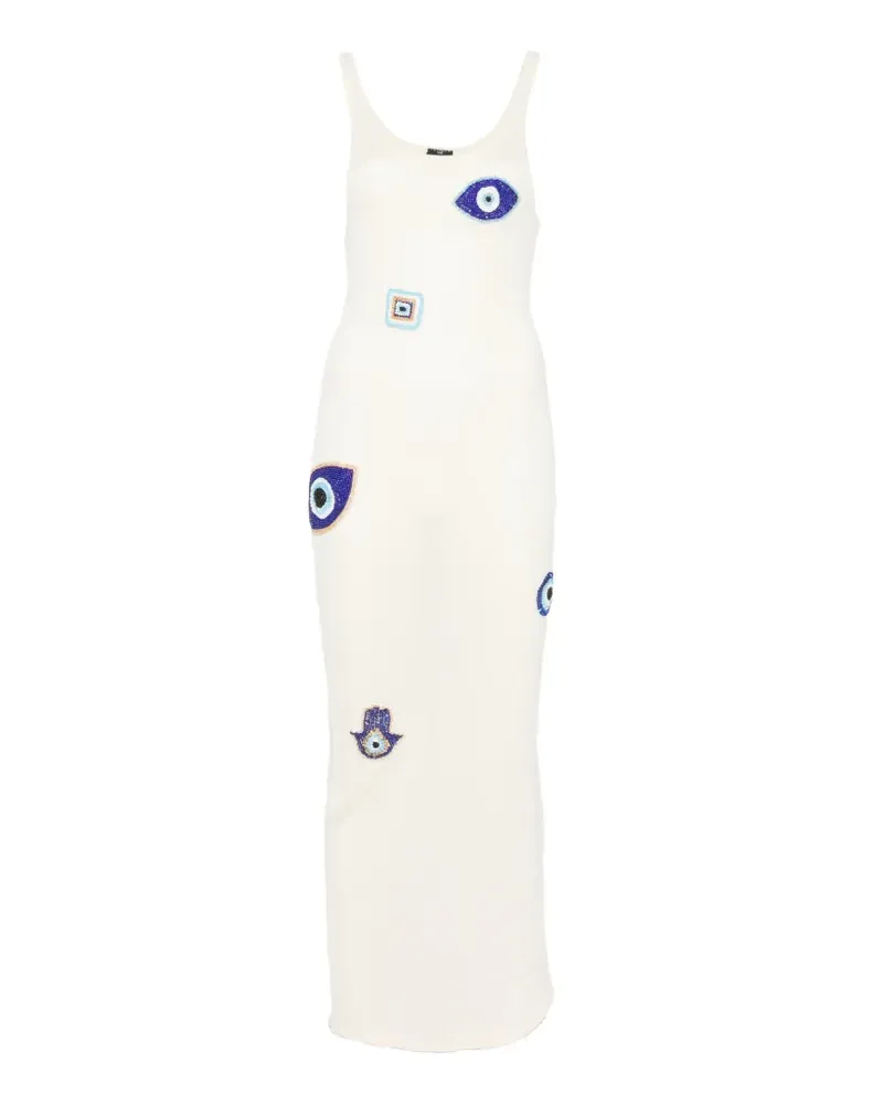 Leslie Amon bead-embellished knit midi dress - Nude Nude