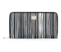 stripe-print calfskin wallet - Schwarz