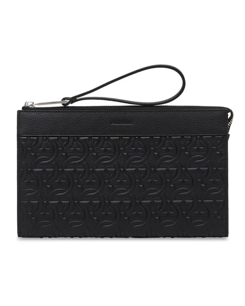 Ferragamo Clutch mit Logo-Prägung - Schwarz Schwarz