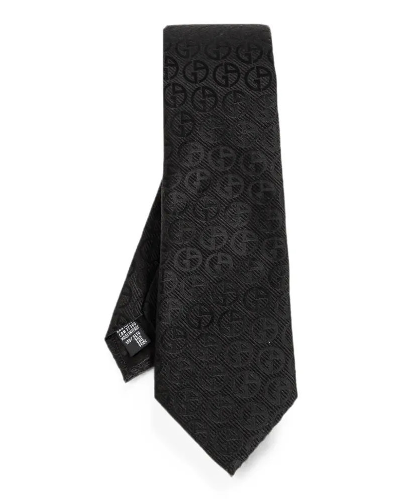 Giorgio Armani Jacquard-Krawatte mit Logos - Schwarz Schwarz