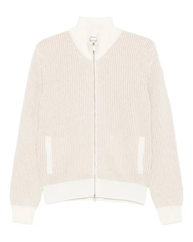 LARDINI Gerippter Pullover mit Reißverschluss - Weiß Weiß