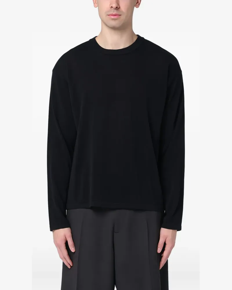 Roberto Collina Langarmshirt mit Rundhalsausschnitt - Schwarz Schwarz