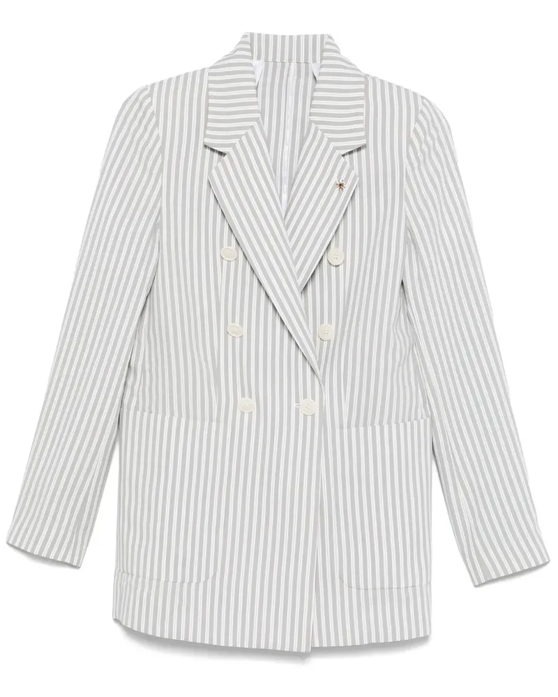 Manuel Ritz Doppelreihiger Blazer mit Streifen - Grau Grau