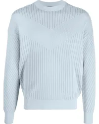 Emporio Armani Grob gerippter Strickpullover Blau