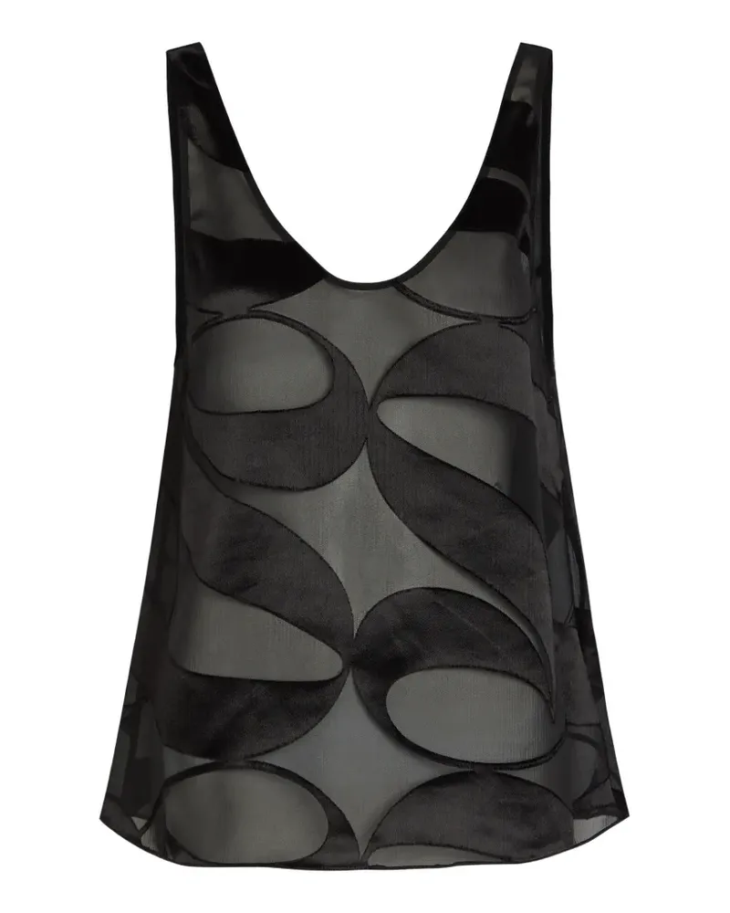 Delos Mira velvet-devoré sheer top - Schwarz Schwarz