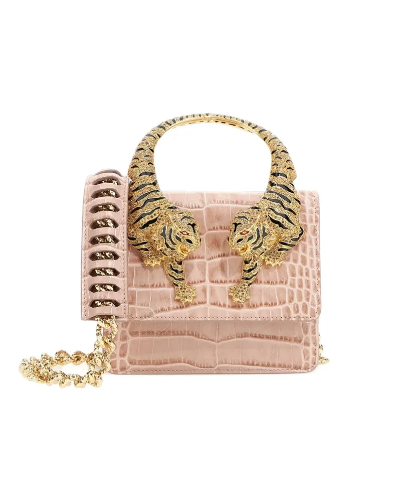 Roberto Cavalli Mini-Tasche mit Tigerdetail - Rosa Rosa