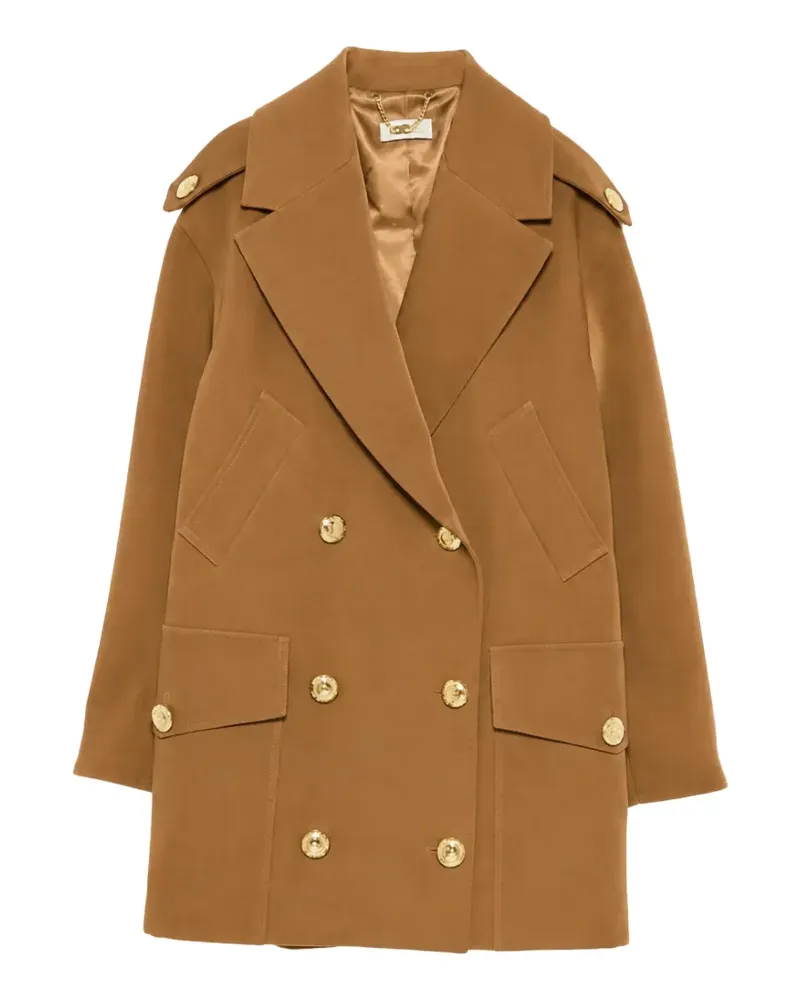 Elisabetta Franchi double-breasted epaulette coat - Braun Braun