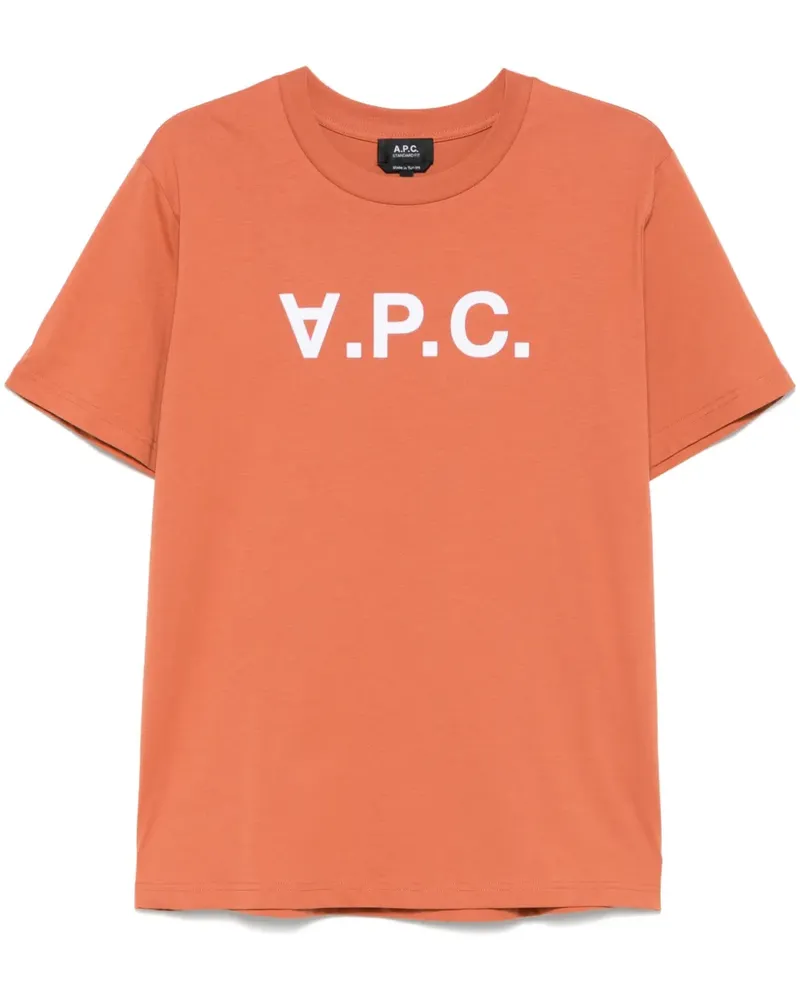 A.P.C. T-Shirt mit geflocktem Logo - Orange Orange
