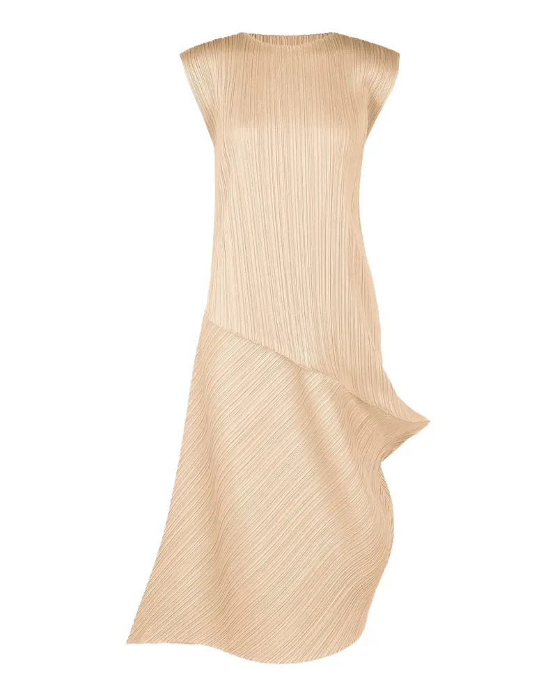 Issey Miyake pleated asymmetric midi dress - Nude Nude