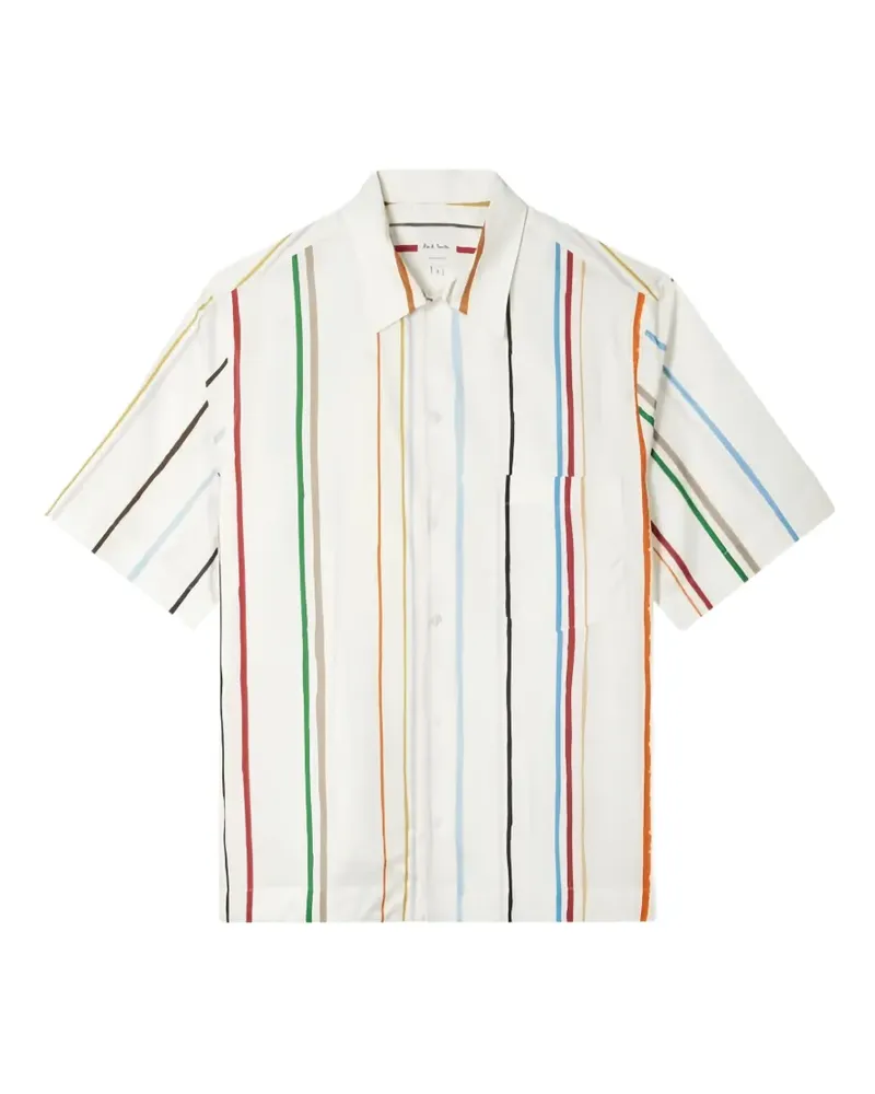 Paul Smith Kurzärmeliges Painted Signature Stripe Hemd - Weiß Weiß