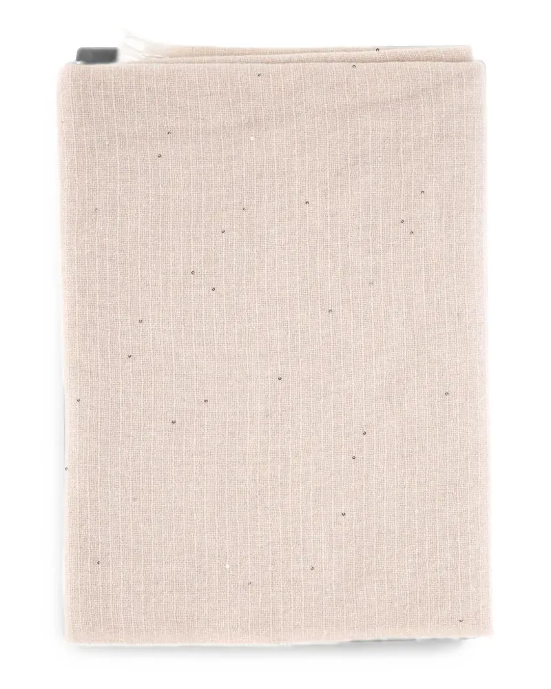 Gran Sasso sequin-embellished frayed scarf - Nude Nude