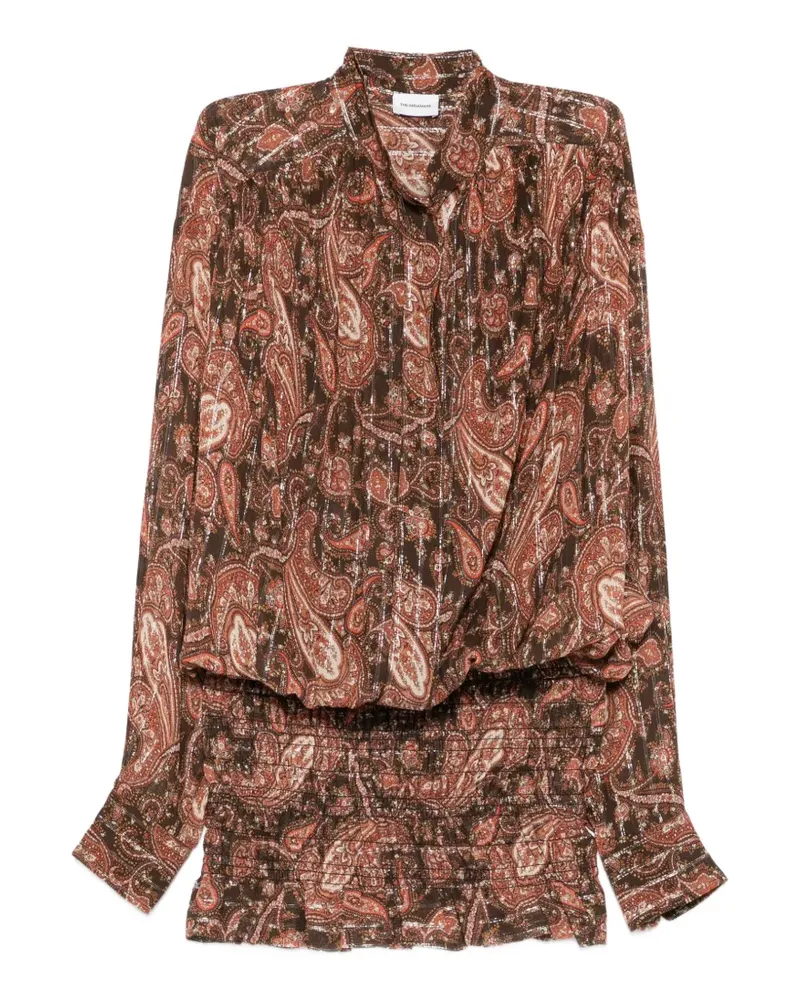ANDAMANE Gerüschtes Kleid mit Paisley-Print - Braun Braun