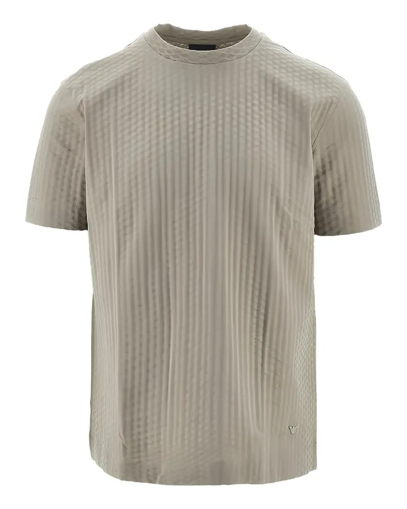 Emporio Armani diamond-textured logo-plaque T-shirt - Nude Nude