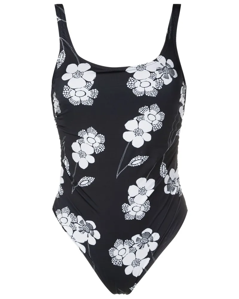 Amir Slama Badeanzug mit Blumen-Print - Schwarz Schwarz
