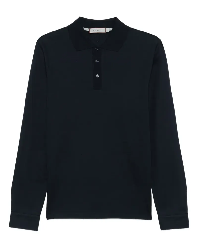 Canali Langärmeliges Poloshirt - Blau Blau