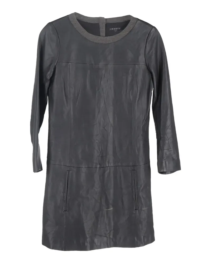 Theory long-sleeve leather mini dress - Grau Grau