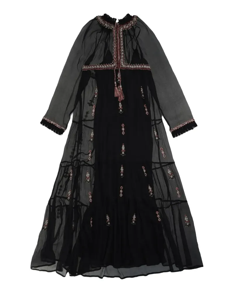 Fortela Arsia embroidered silk chiffon maxi dress - Schwarz Schwarz