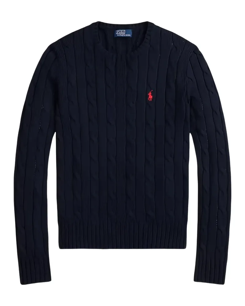 Ralph Lauren Rinett Pullover mit Zopfmuster und Pony-Stickerei - Blau Blau