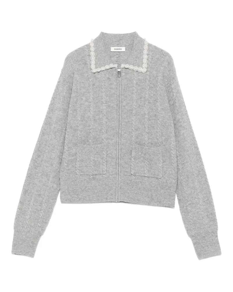 Sandro Cardigan mit Zopfmuster - Grau Grau