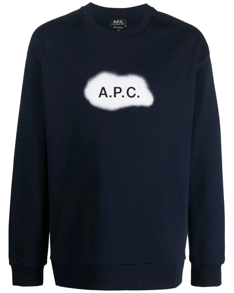 A.P.C. Sweatshirt mit Logo-Print Blau