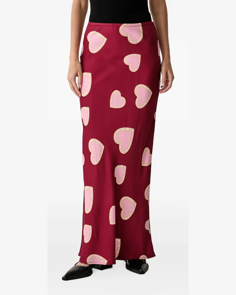 Never Fully Dressed heart-print satin skirt - Rot Rot