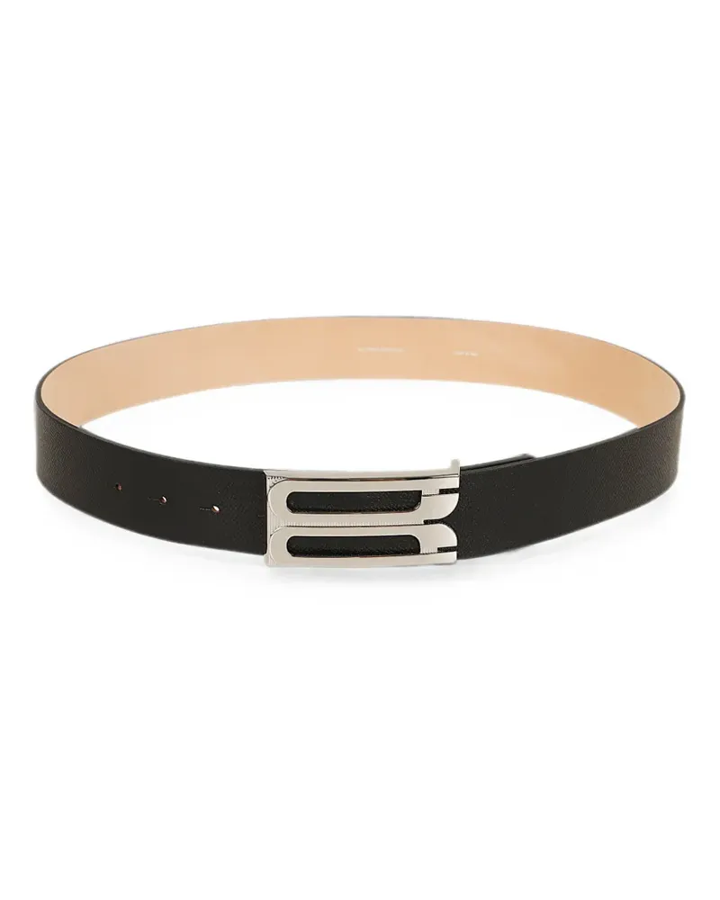 Victoria Beckham logo-buckle grained leather belt - Schwarz Schwarz