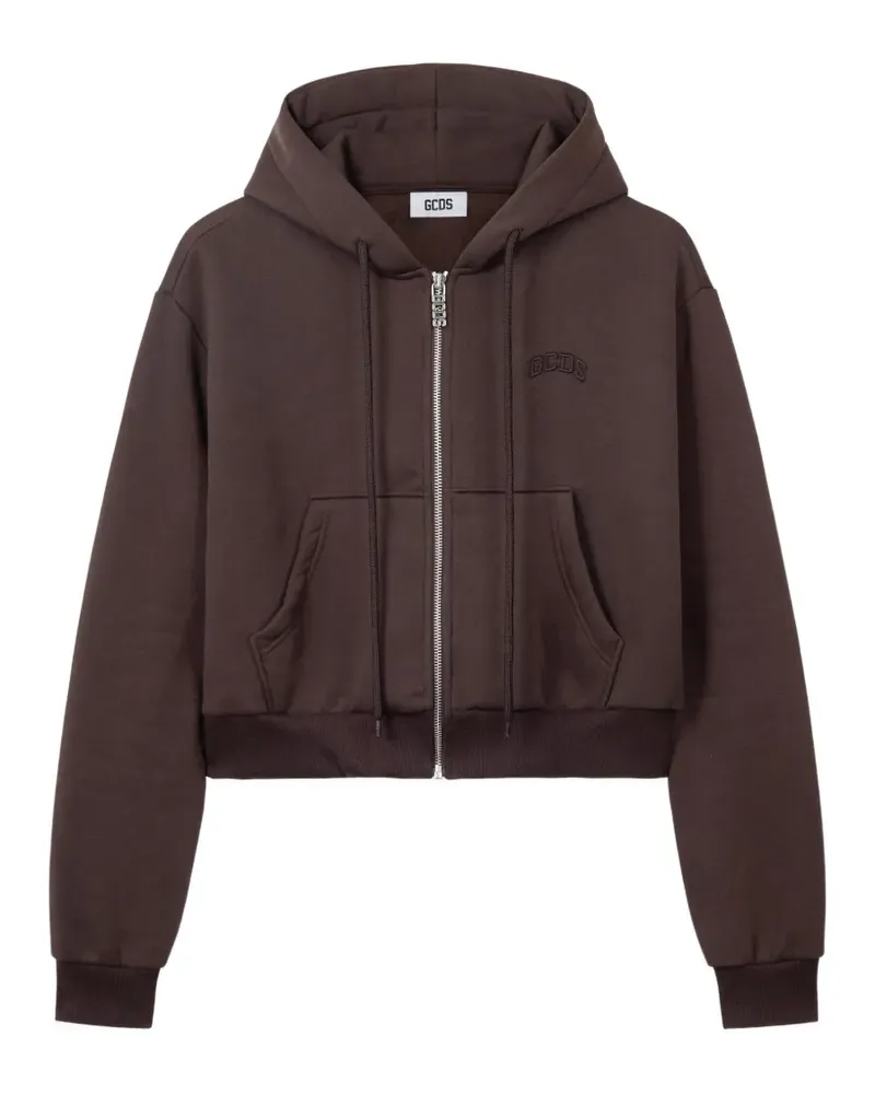 GCDS Kapuzenjacke mit Logo-Stickerei - Braun Braun