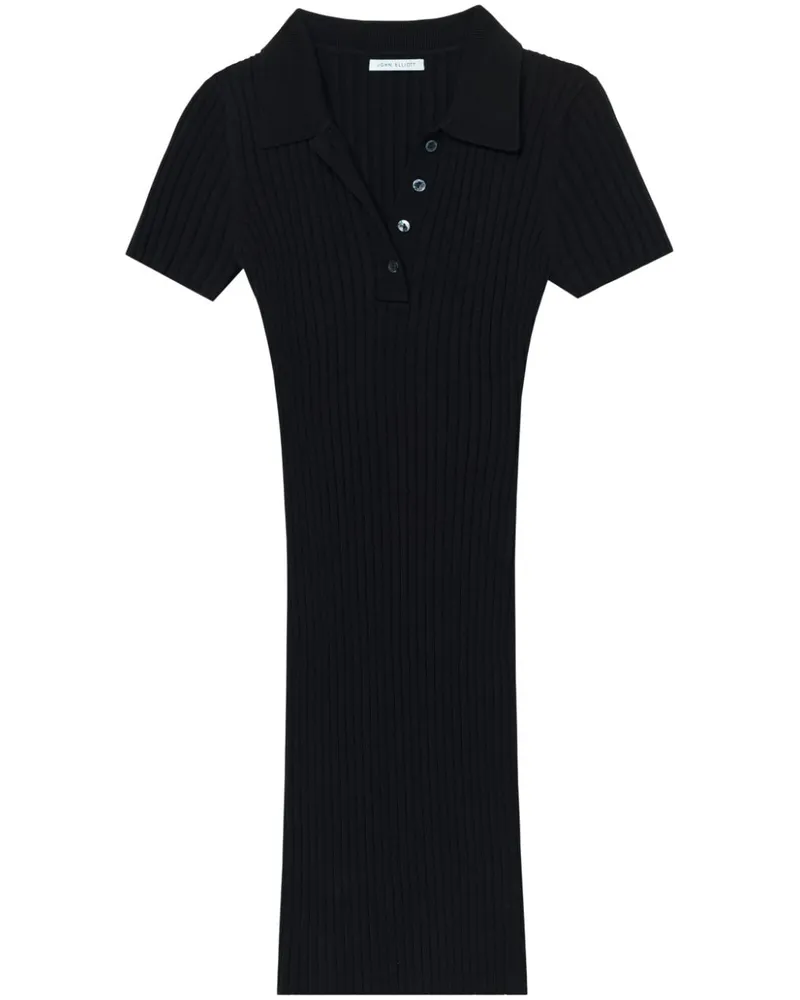 John Elliott + Co Piper Poloshirtkleid Schwarz