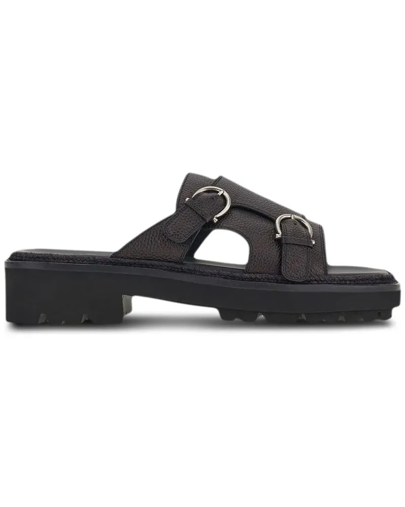 Ferragamo Pantoletten mit Gancini-Schnallen - Schwarz Schwarz