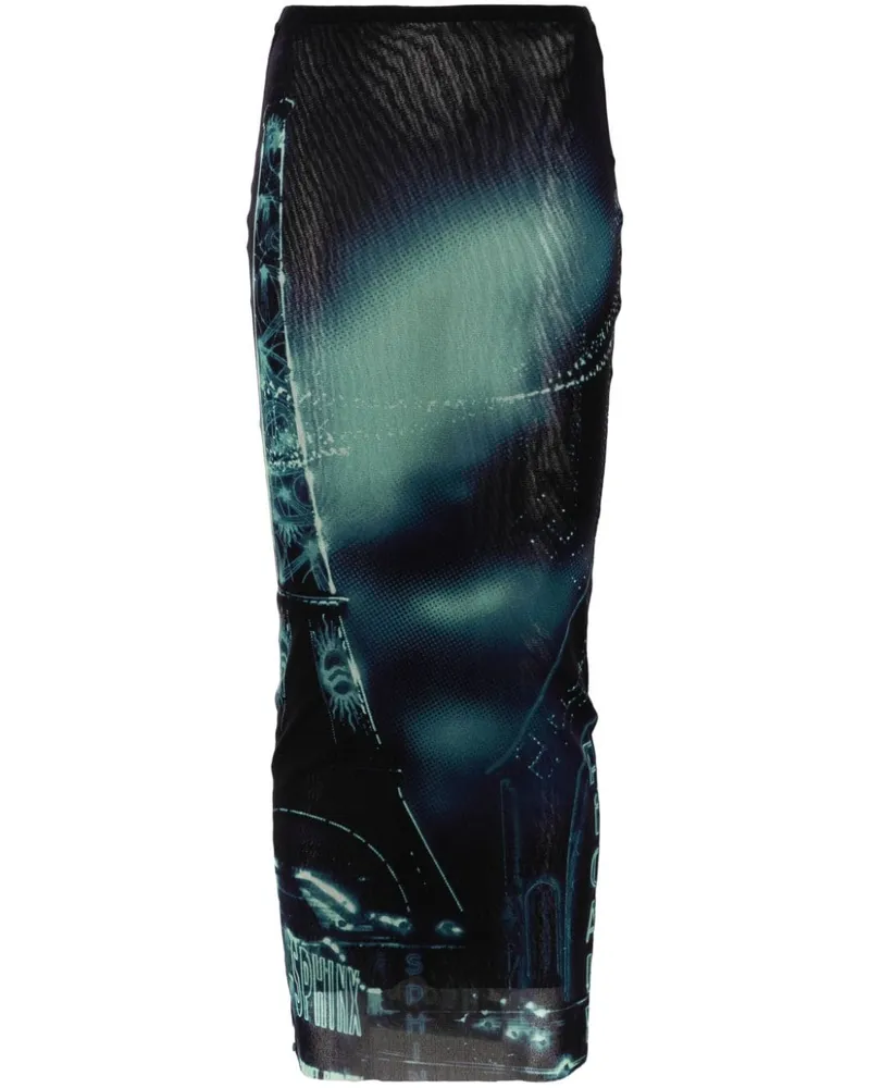 Jean Paul Gaultier Maxirock mit Pigalle-Print Blau