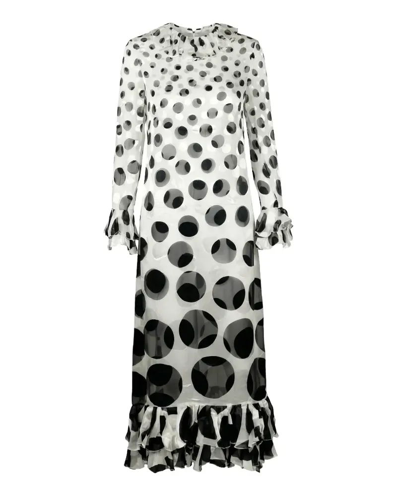 Valentino Garavani Gerüschtes Maxikleid mit Polka Dots - Weiß Weiß