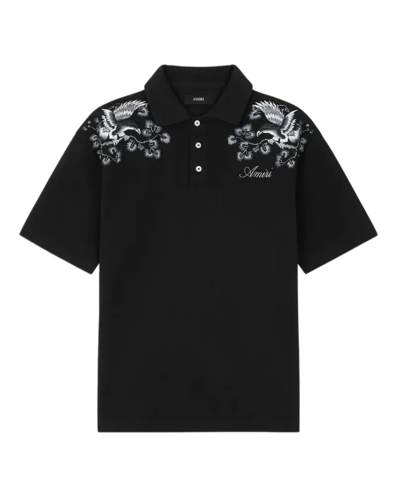 Amiri Poloshirt mit Blumenstickerei - Schwarz Schwarz