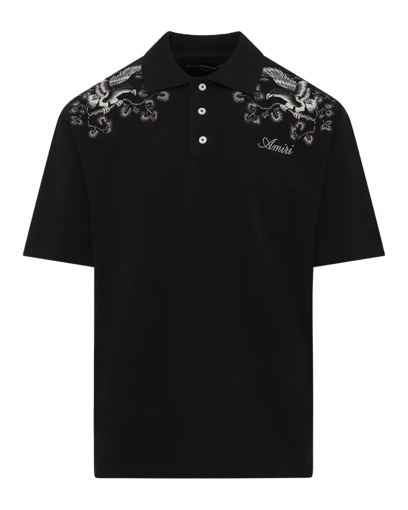 Amiri Poloshirt mit Blumenstickerei - Schwarz Schwarz
