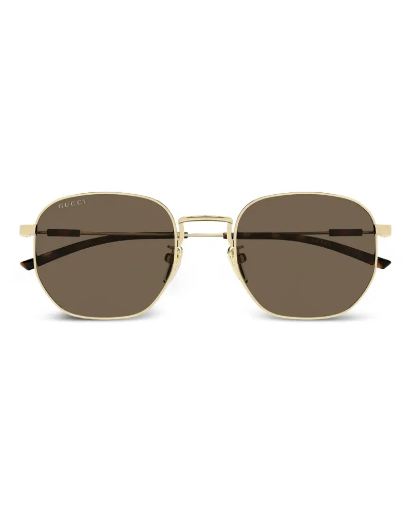 Gucci Geometrische Sonnenbrille mit Webstreifen - Gold Gold