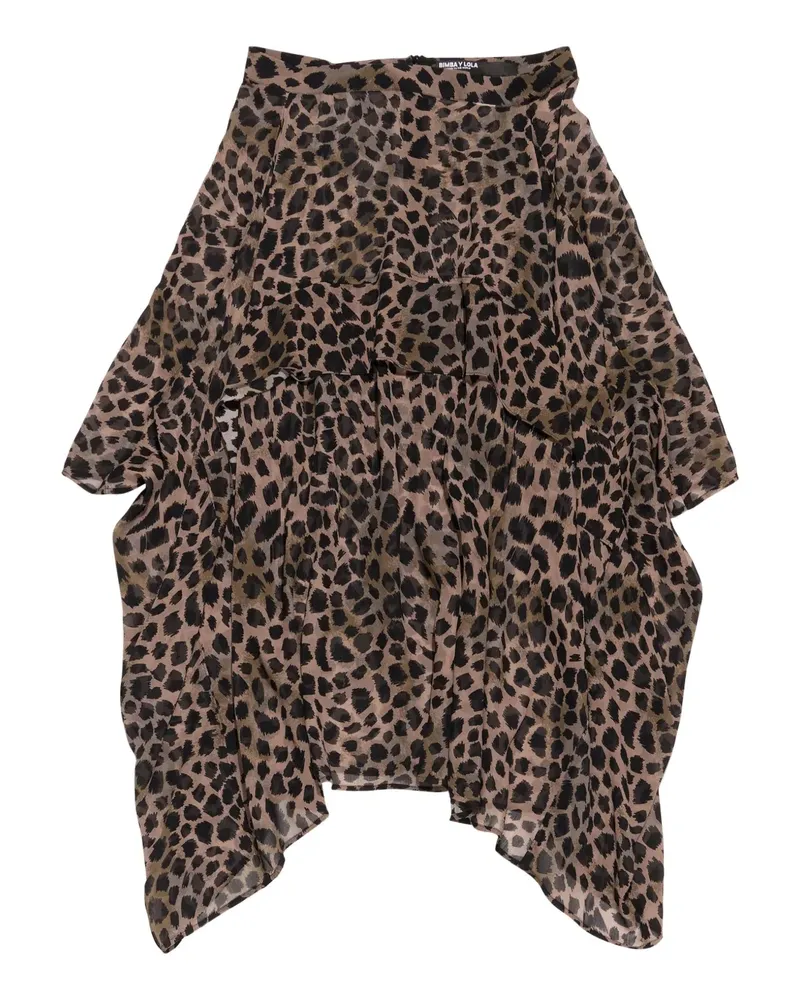 BIMBA Y LOLA Asymmetrischer Midirock mit Geparden-Print - Braun Braun