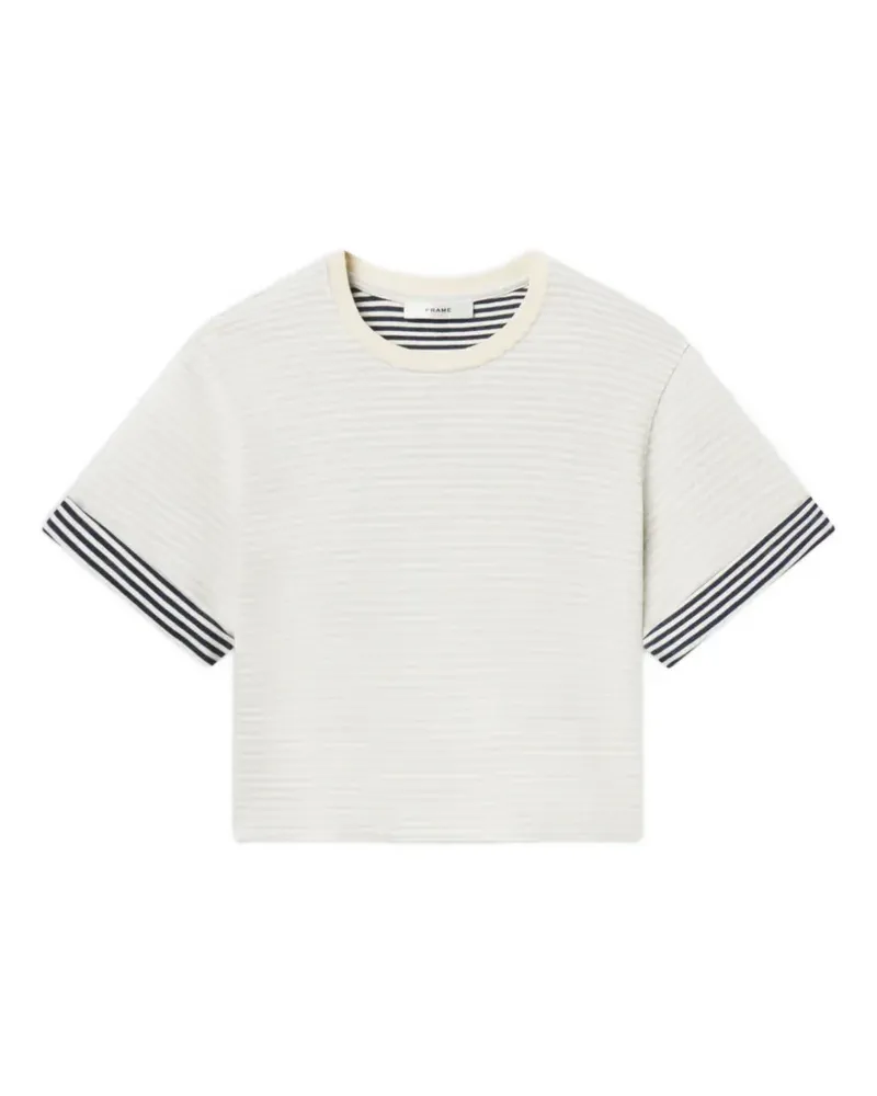 Frame Denim T-Shirt mit gestreiften Bündchen - Nude Nude