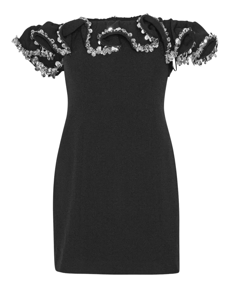 ROTATE Birger Christensen Minikleid mit Rüschendetail - Schwarz Schwarz