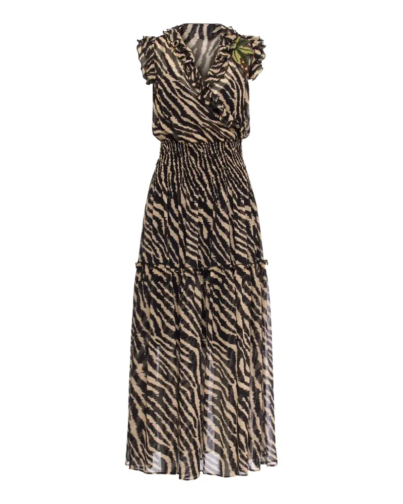 Maison Common ruffled zebra-print dress - Schwarz Schwarz
