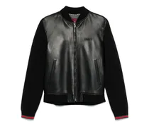 Bomberjacke aus Leder - Schwarz