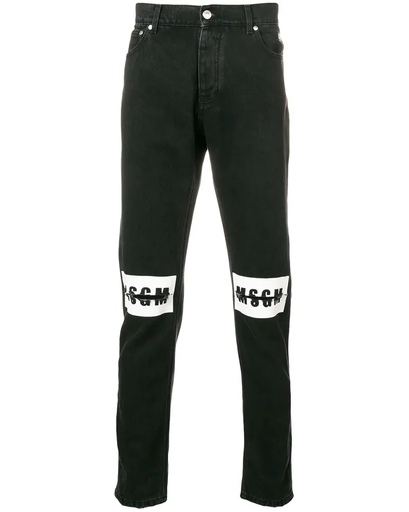 MSGM Gerippte Jeans mit Logo - Schwarz Schwarz