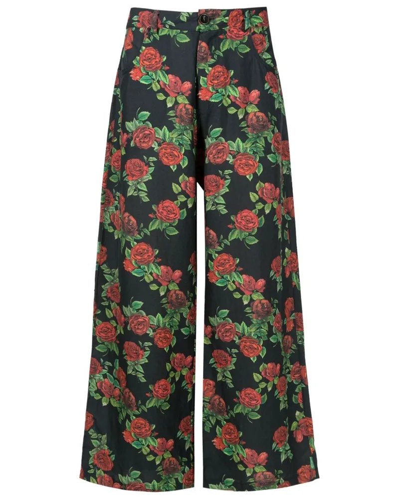 Amir Slama Culotte mit Blumen-Print Schwarz