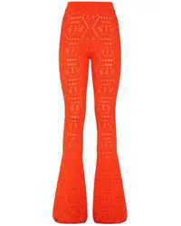 Philipp Plein Bootcut-Hose mit Monogramm-Intarsie Orange