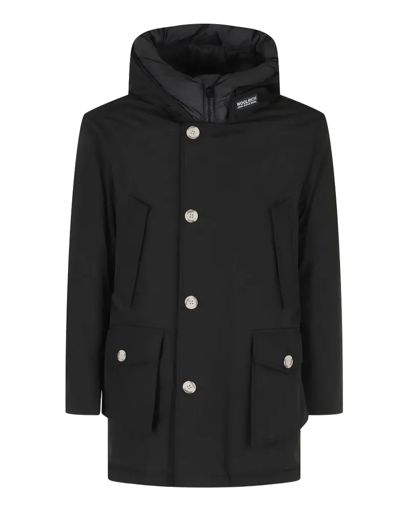 Woolrich hooded button-fastening coat - Schwarz Schwarz