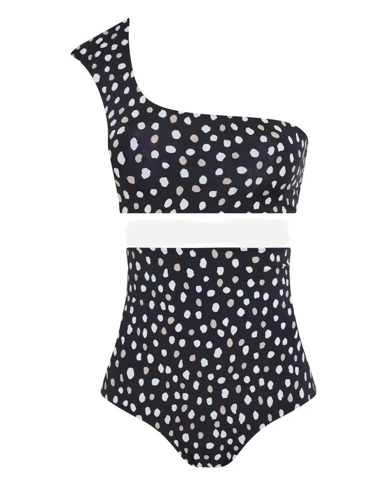 Lygia & Nanny Asymmetrischer Marjory Bikini mit Polka Dots - Schwarz Schwarz