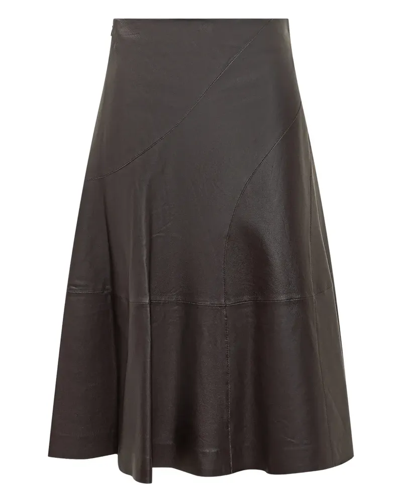 HUGO BOSS Sevani panelled leather midi skirt - Braun Braun