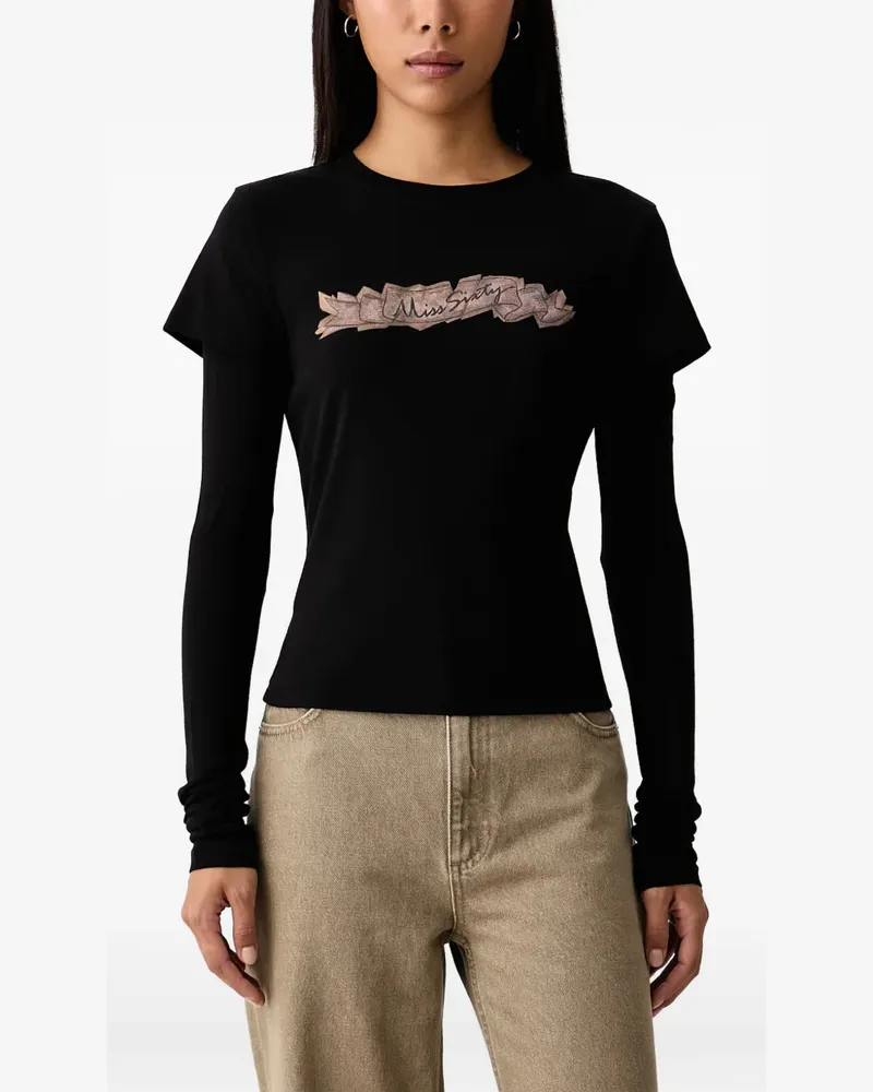 Miss Sixty T-Shirt im Layering-Look mit Print - Schwarz Schwarz