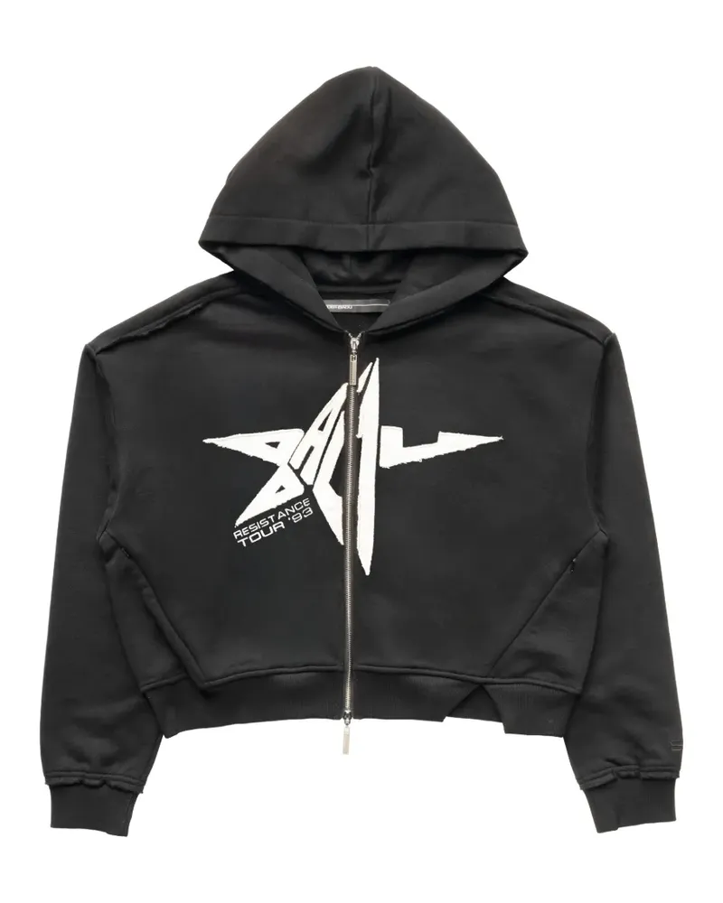 Spencer Badu Distressed zip-up long-sleeved hoodie - Schwarz Schwarz