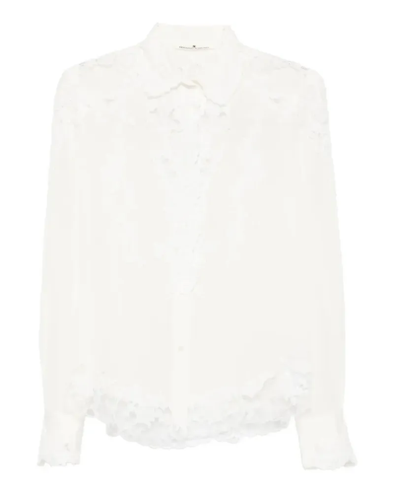 Ermanno Scervino lace-detail buttoned shirt - Weiß Weiß
