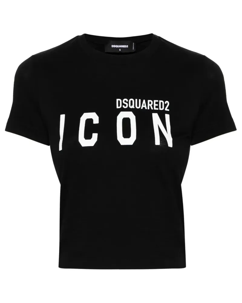 Dsquared2 Cropped-T-Shirt mit Logo-Print - Schwarz Schwarz